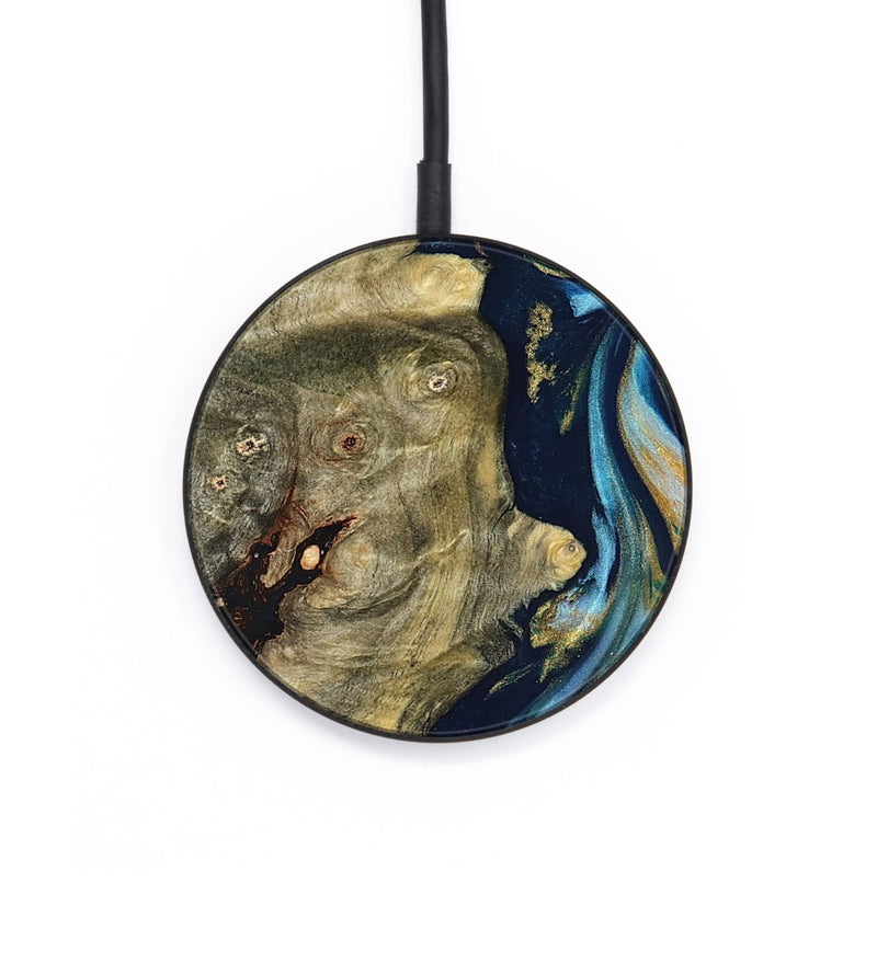 Circle Wood Wireless Charger - Teri (Teal & Gold, 822655)