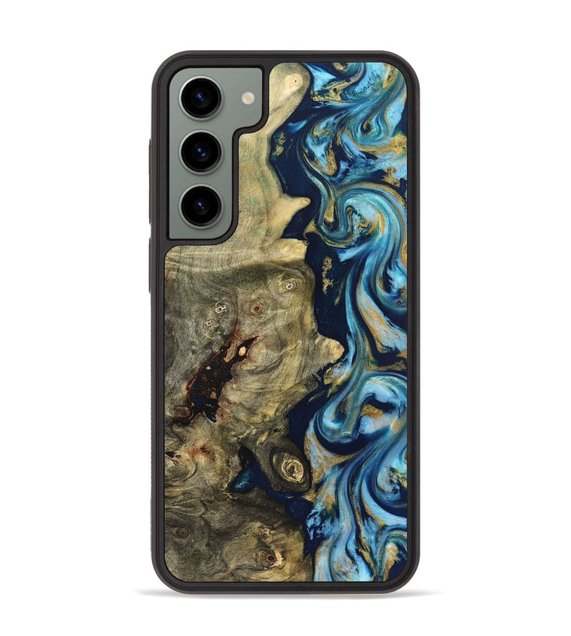 Galaxy S23 Plus Wood Phone Case - Teri (Teal & Gold, 822655)