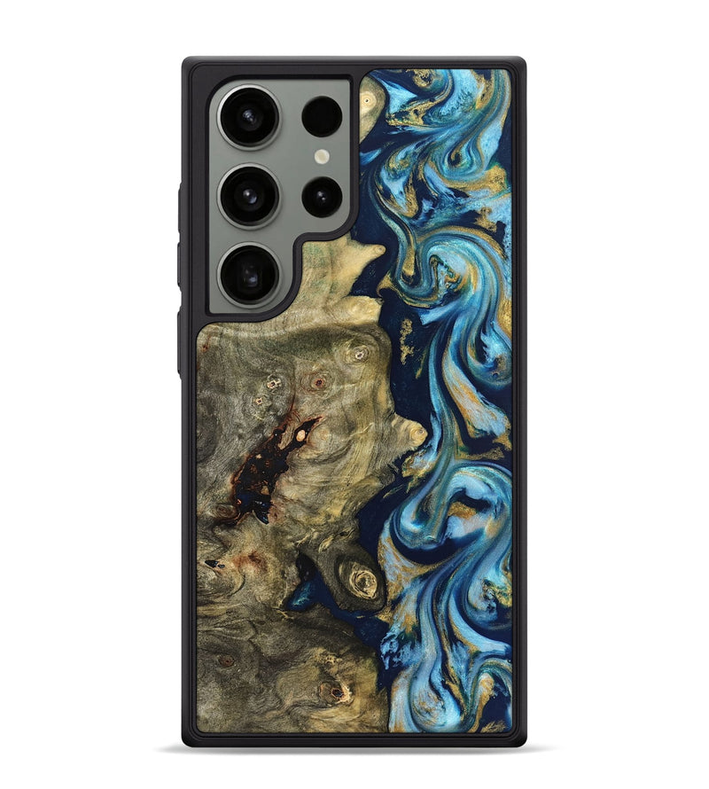Galaxy S24 Ultra Wood Phone Case - Teri (Teal & Gold, 822655)