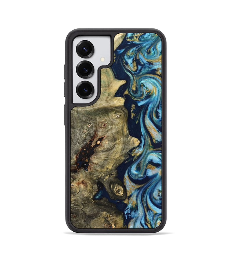 Galaxy S25 Wood Phone Case - Teri (Teal & Gold, 822655)