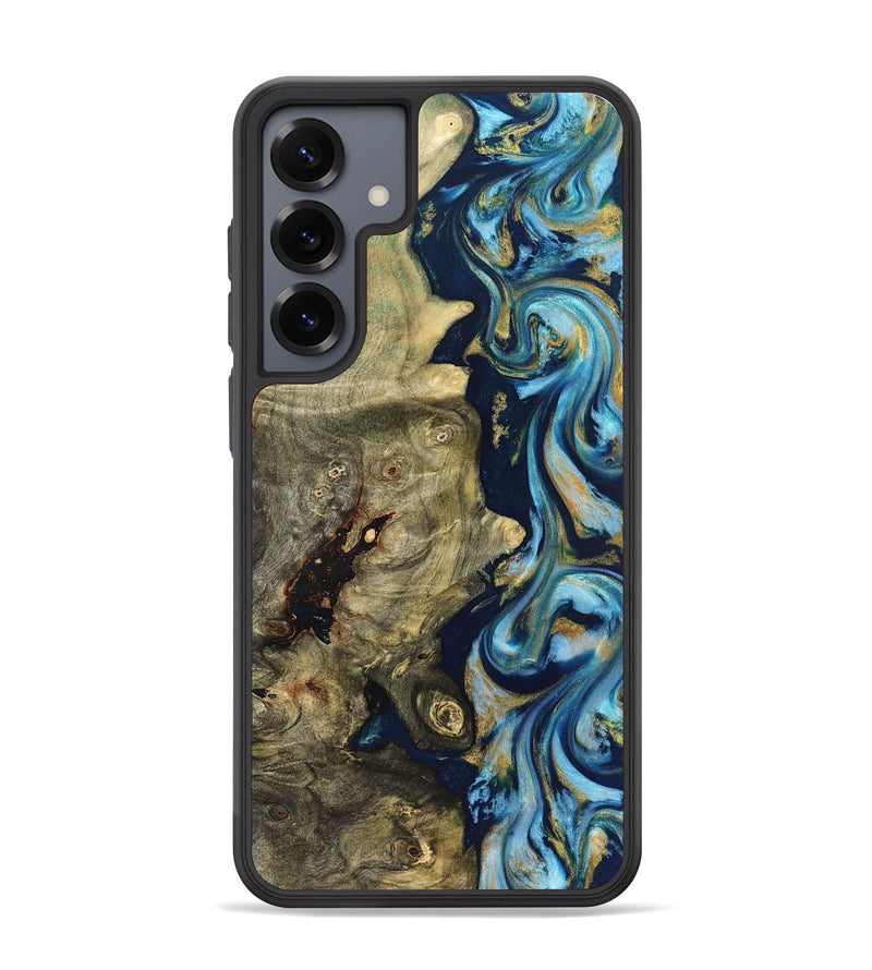 Galaxy S25 Plus Wood Phone Case - Teri (Teal & Gold, 822655)