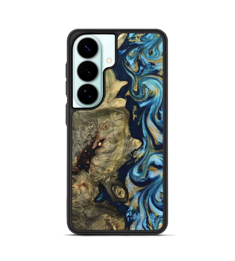 Galaxy S26 Wood Phone Case - Teri (Teal & Gold, 822655)