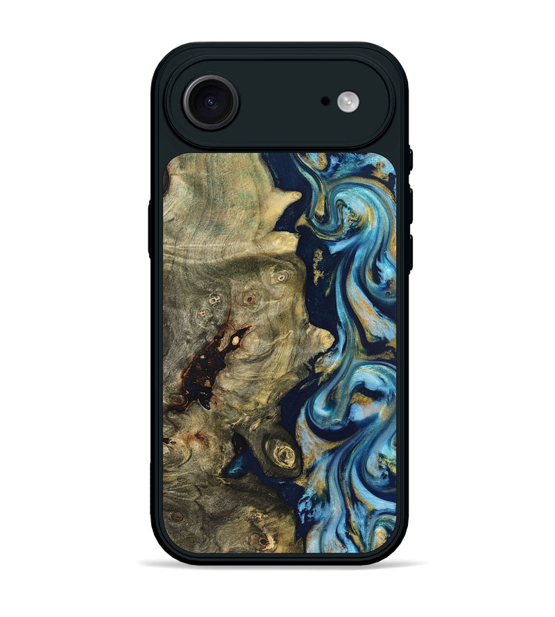 iPhone 17 Air Wood Phone Case - Teri (Teal & Gold, 822655)