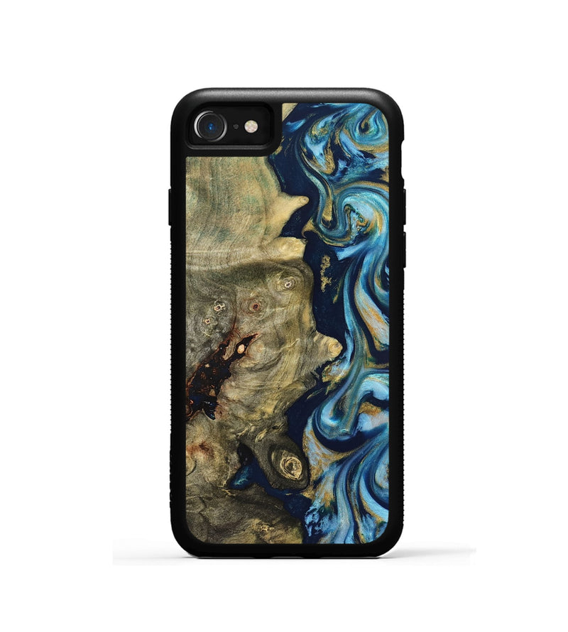 iPhone SE Wood Phone Case - Teri (Teal & Gold, 822655)