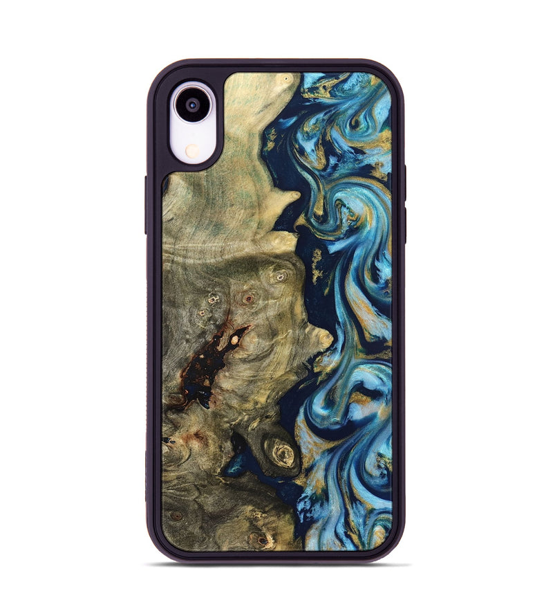 iPhone Xr Wood Phone Case - Teri (Teal & Gold, 822655)