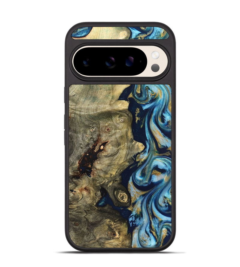 Pixel 10 Wood Phone Case - Teri (Teal & Gold, 822655)