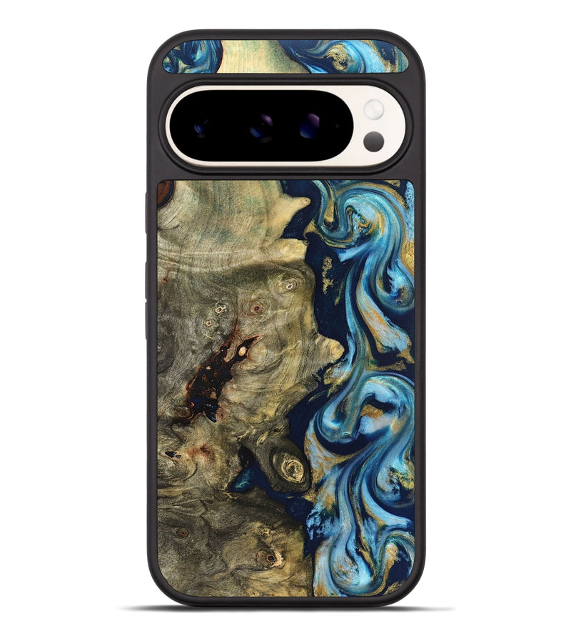 Pixel 9 Pro XL Wood Phone Case - Teri (Teal & Gold, 822655)