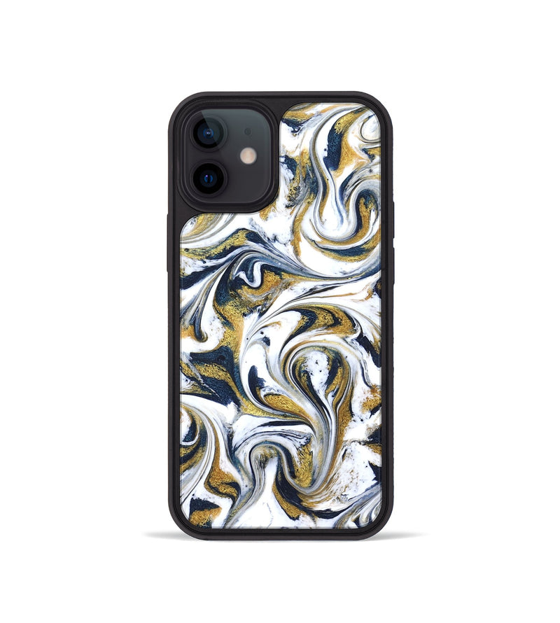 iPhone 12 mini ResinArt Phone Case - Omarion (Teal & Gold, 822656)