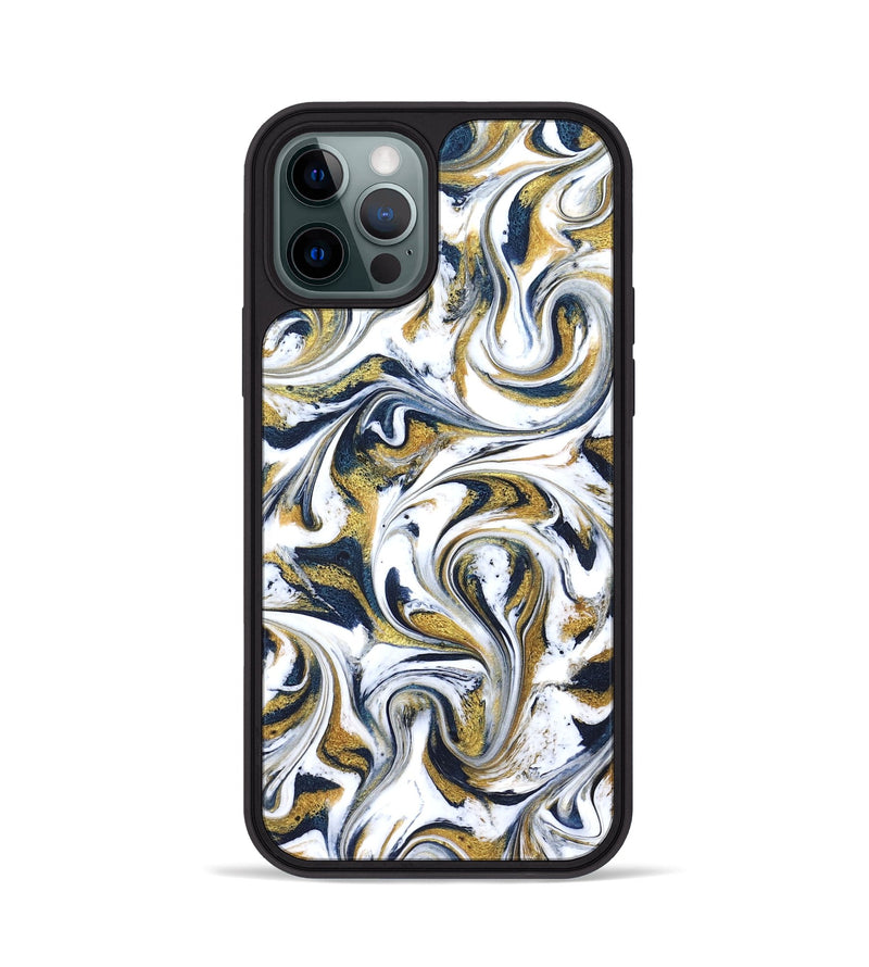 iPhone 12 Pro ResinArt Phone Case - Omarion (Teal & Gold, 822656)