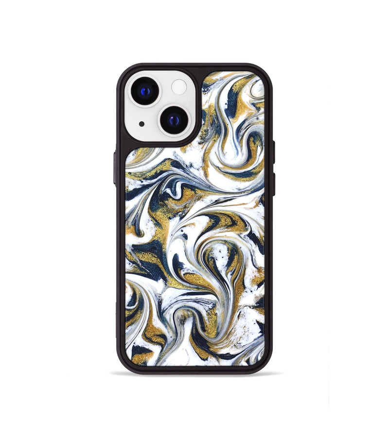 iPhone 13 mini ResinArt Phone Case - Omarion (Teal & Gold, 822656)