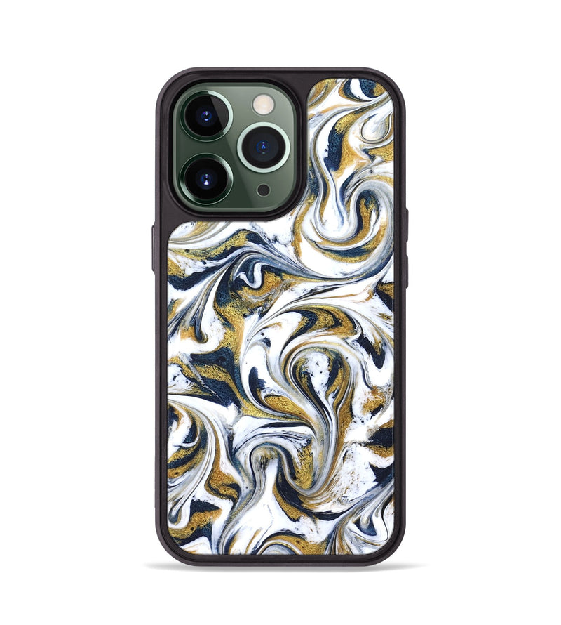 iPhone 13 Pro ResinArt Phone Case - Omarion (Teal & Gold, 822656)