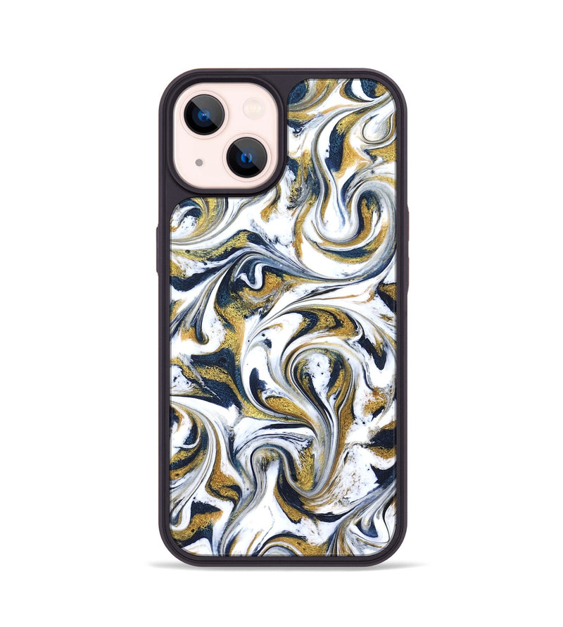 iPhone 14 ResinArt Phone Case - Omarion (Teal & Gold, 822656)