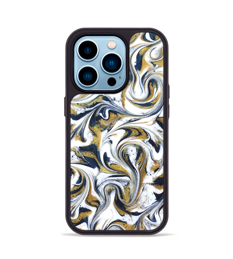 iPhone 14 Pro ResinArt Phone Case - Omarion (Teal & Gold, 822656)