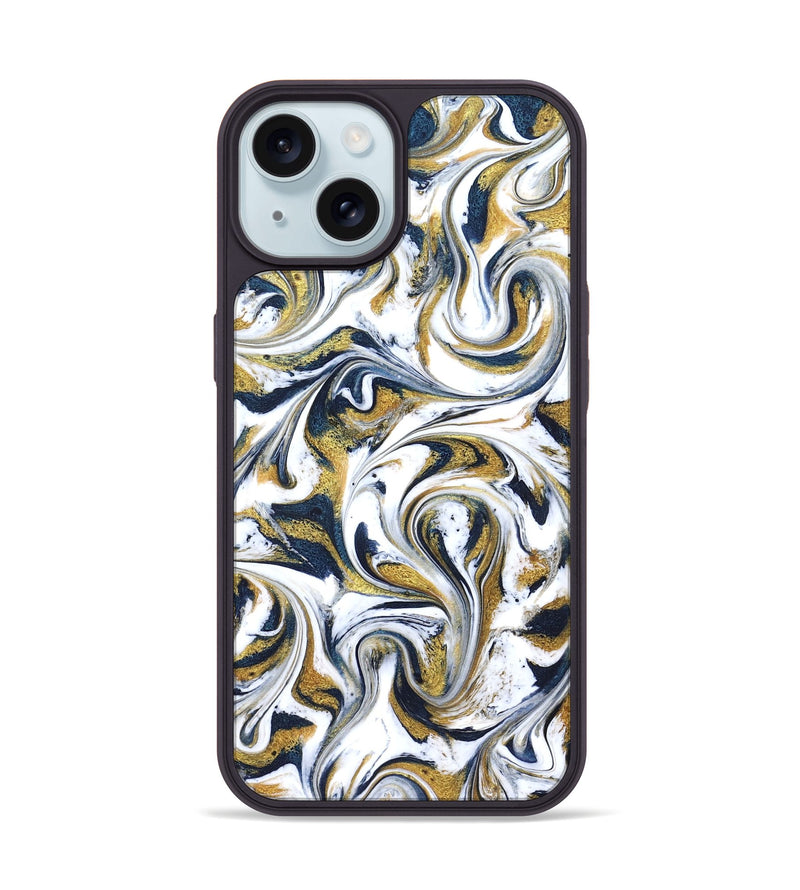 iPhone 15 ResinArt Phone Case - Omarion (Teal & Gold, 822656)