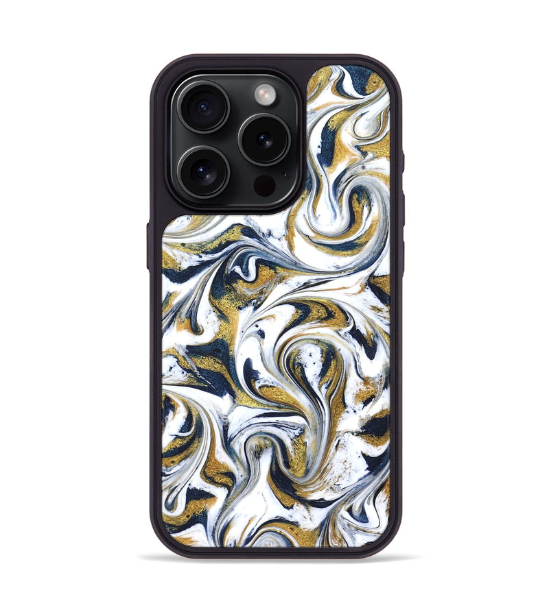 iPhone 15 Pro ResinArt Phone Case - Omarion (Teal & Gold, 822656)