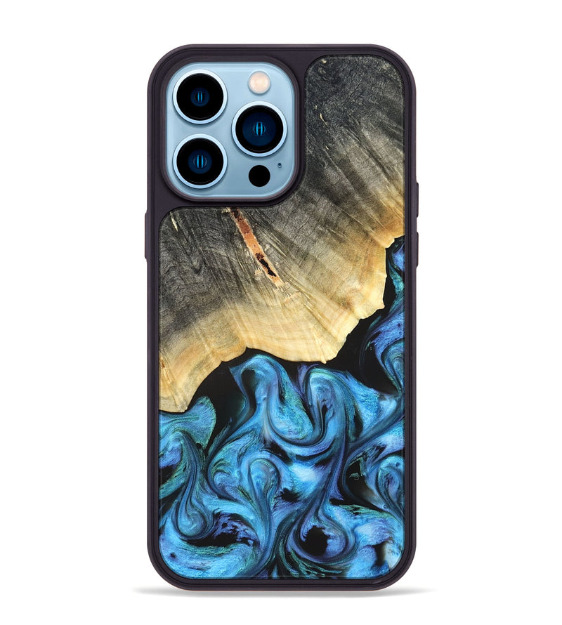 iPhone 14 Pro Max Wood Phone Case - Adalyn (Blue, 822662)