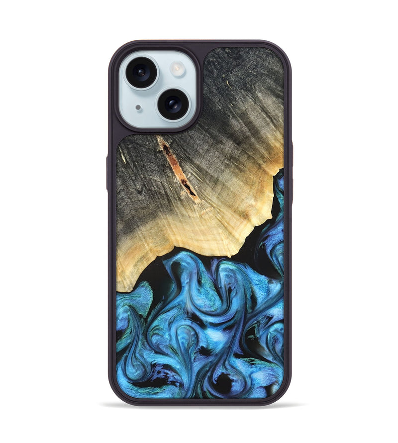 iPhone 15 Wood Phone Case - Adalyn (Blue, 822662)