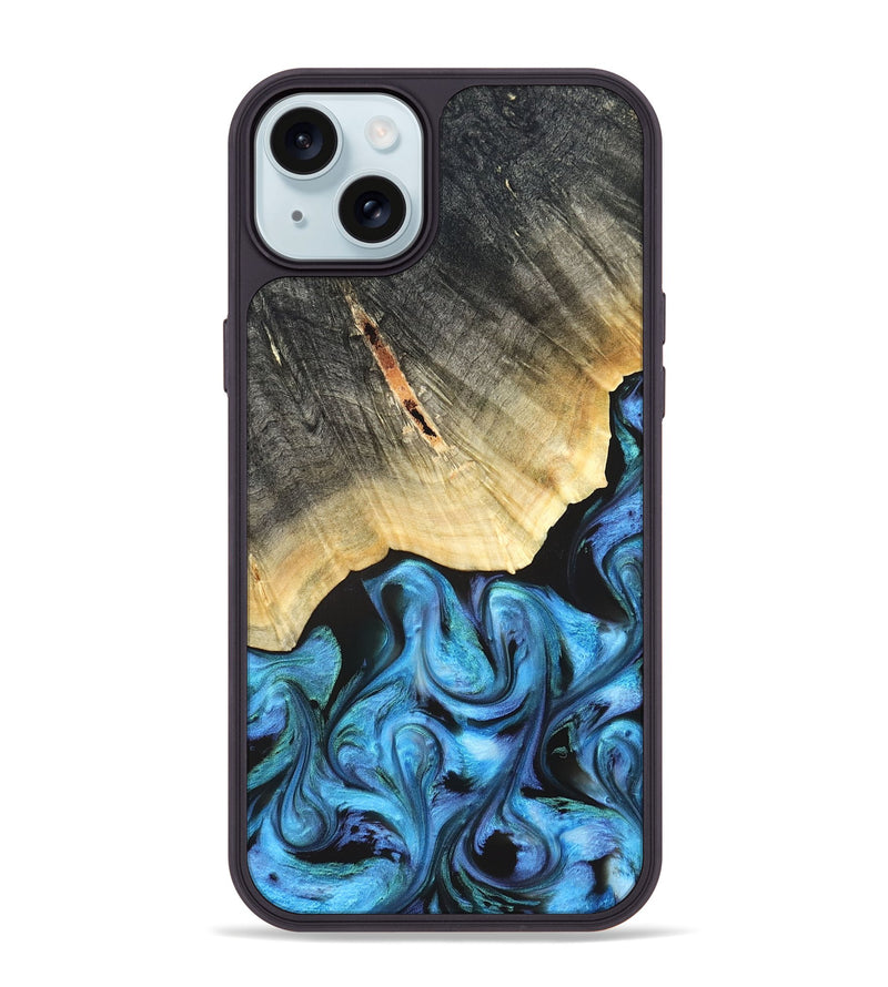 iPhone 15 Plus Wood Phone Case - Adalyn (Blue, 822662)