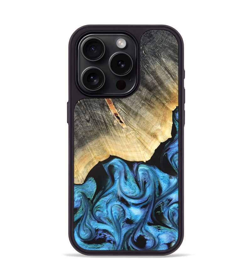 iPhone 15 Pro Wood Phone Case - Adalyn (Blue, 822662)