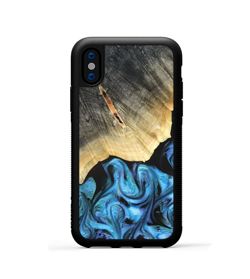 iPhone Xs Wood Phone Case - Adalyn (Blue, 822662)