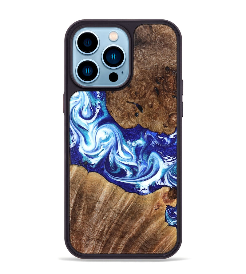 iPhone 14 Pro Max Wood Phone Case - Laura (Blue, 822667)