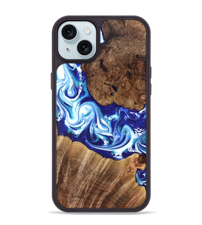 iPhone 15 Plus Wood Phone Case - Laura (Blue, 822667)