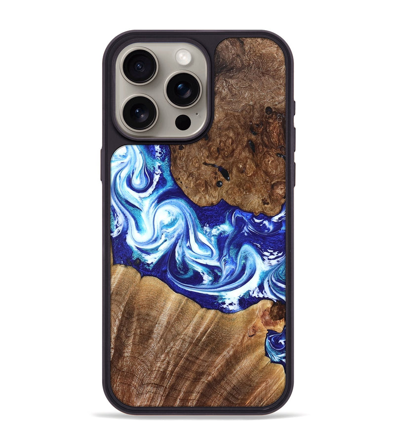 iPhone 15 Pro Max Wood Phone Case - Laura (Blue, 822667)