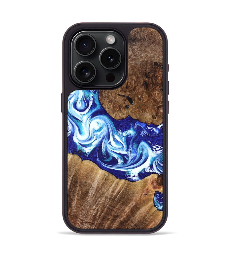 iPhone 15 Pro Wood Phone Case - Laura (Blue, 822667)