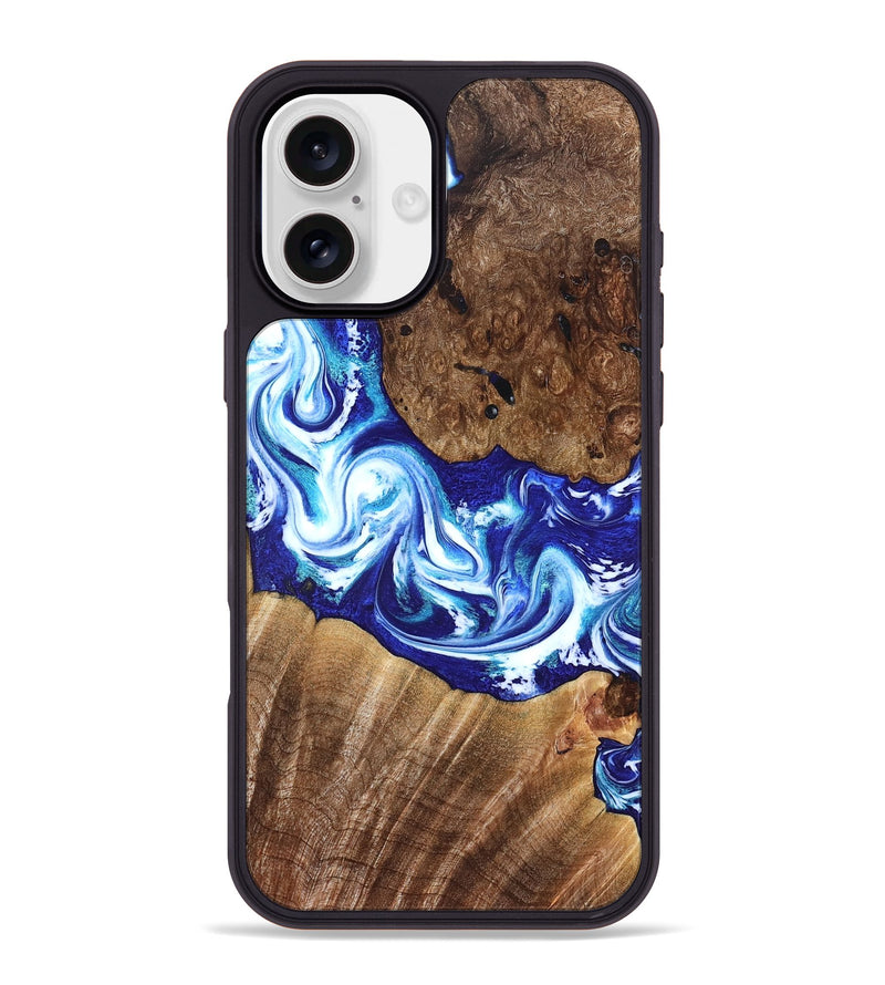 iPhone 16 Plus Wood Phone Case - Laura (Blue, 822667)