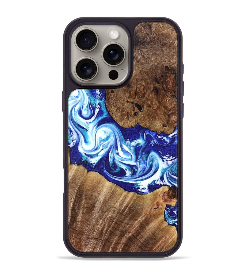 iPhone 16 Pro Max Wood Phone Case - Laura (Blue, 822667)