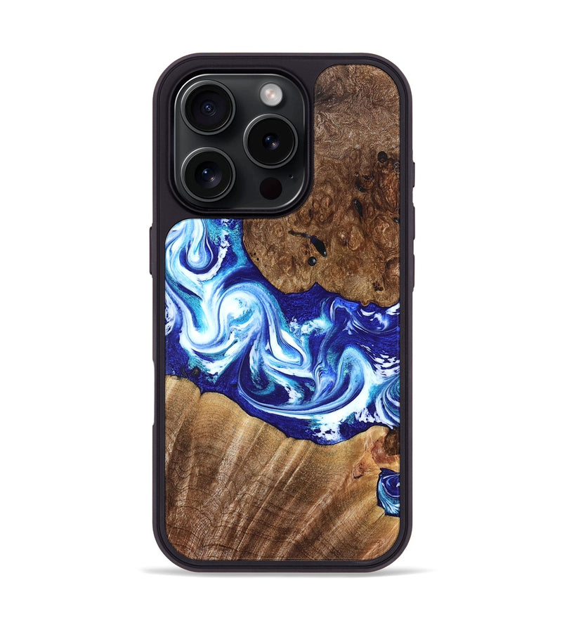 iPhone 16 Pro Wood Phone Case - Laura (Blue, 822667)