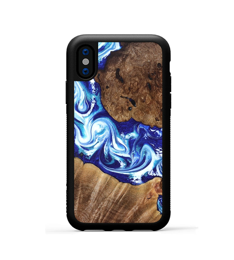 iPhone Xs Wood Phone Case - Laura (Blue, 822667)