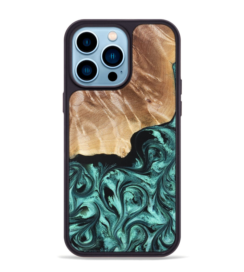 iPhone 14 Pro Max Wood Phone Case - Gene (Green, 822670)