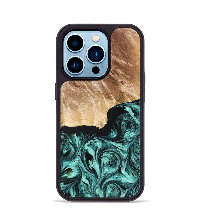 iPhone 14 Pro Wood Phone Case - Gene (Green, 822670)