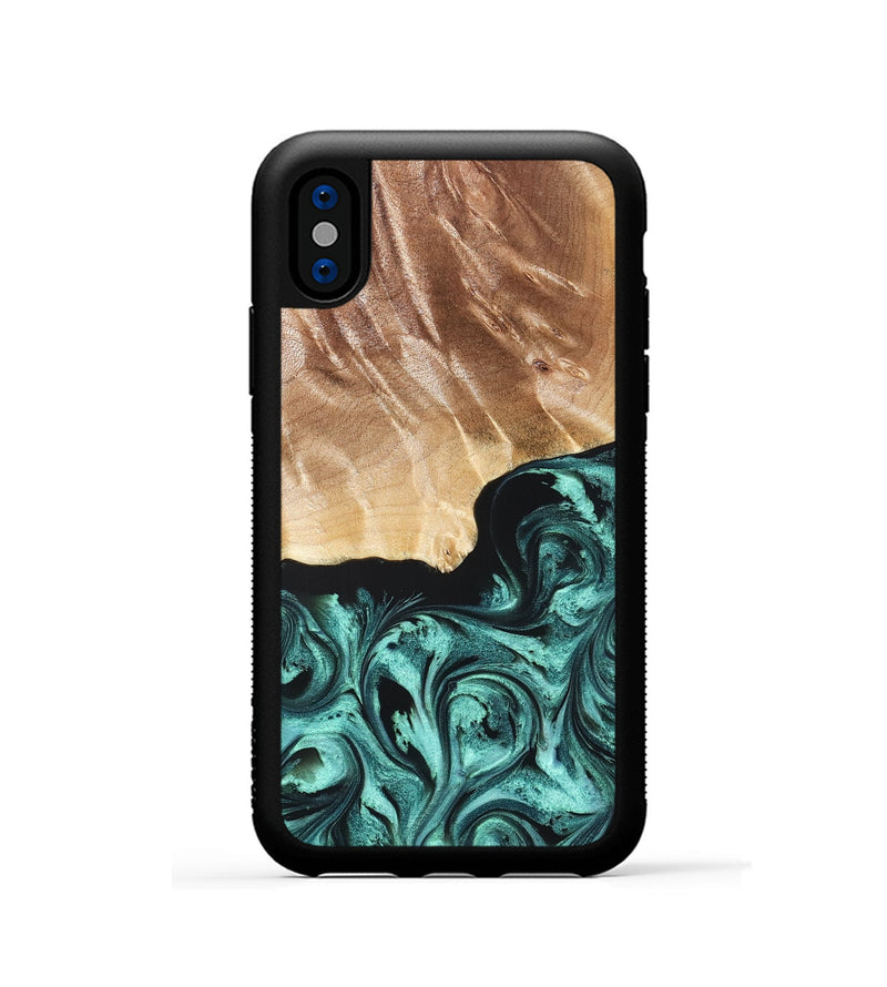 iPhone Xs Wood Phone Case - Gene (Green, 822670)