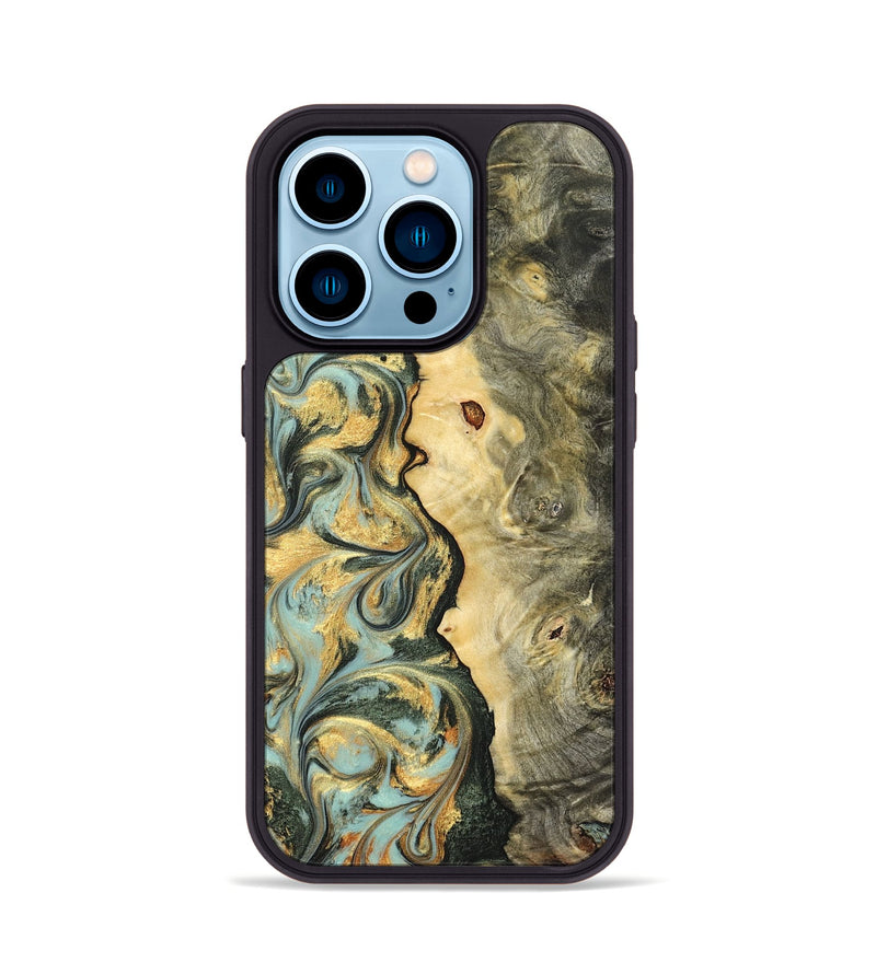 iPhone 14 Pro Wood Phone Case - Katlin (Green, 822672)