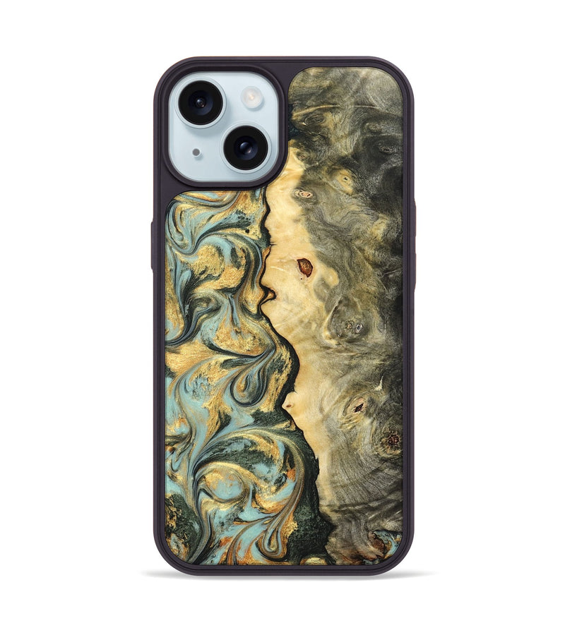 iPhone 15 Wood Phone Case - Katlin (Green, 822672)