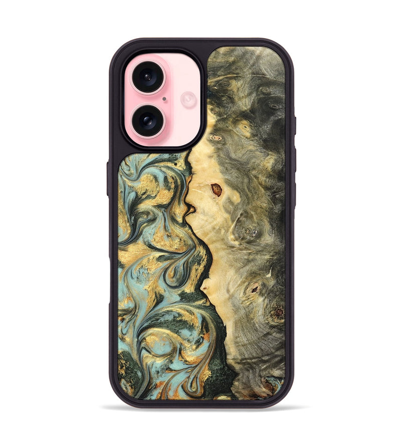 iPhone 16 Wood Phone Case - Katlin (Green, 822672)