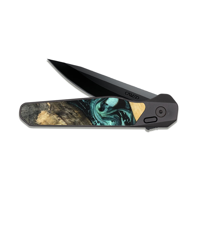 EDC Dark Slate Wood Pocket Knife - Audrey (Green, 822680)