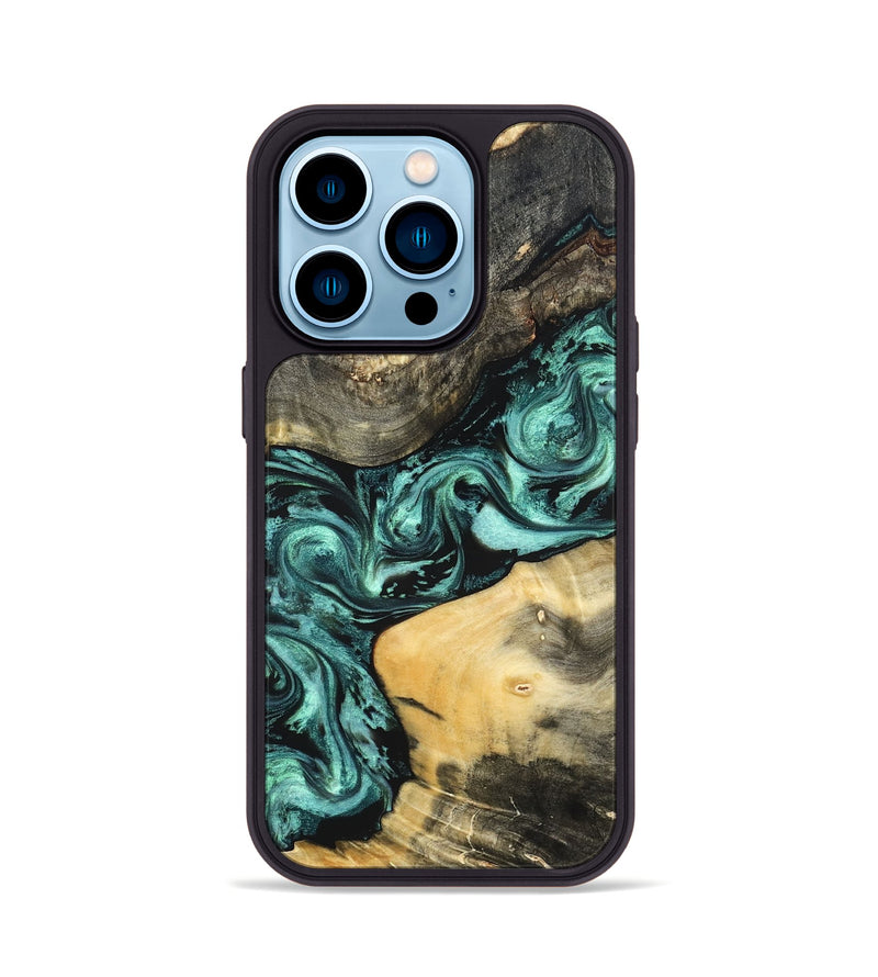 iPhone 14 Pro Wood Phone Case - Audrey (Green, 822680)