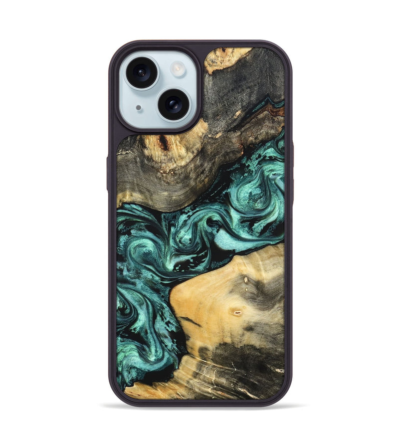 iPhone 15 Wood Phone Case - Audrey (Green, 822680)