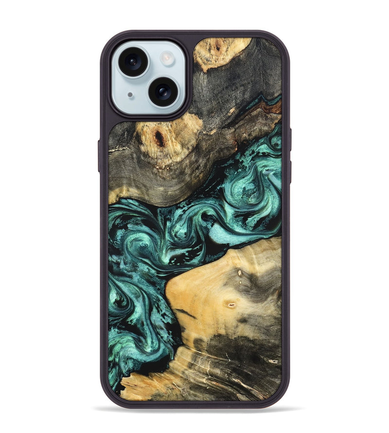 iPhone 15 Plus Wood Phone Case - Audrey (Green, 822680)