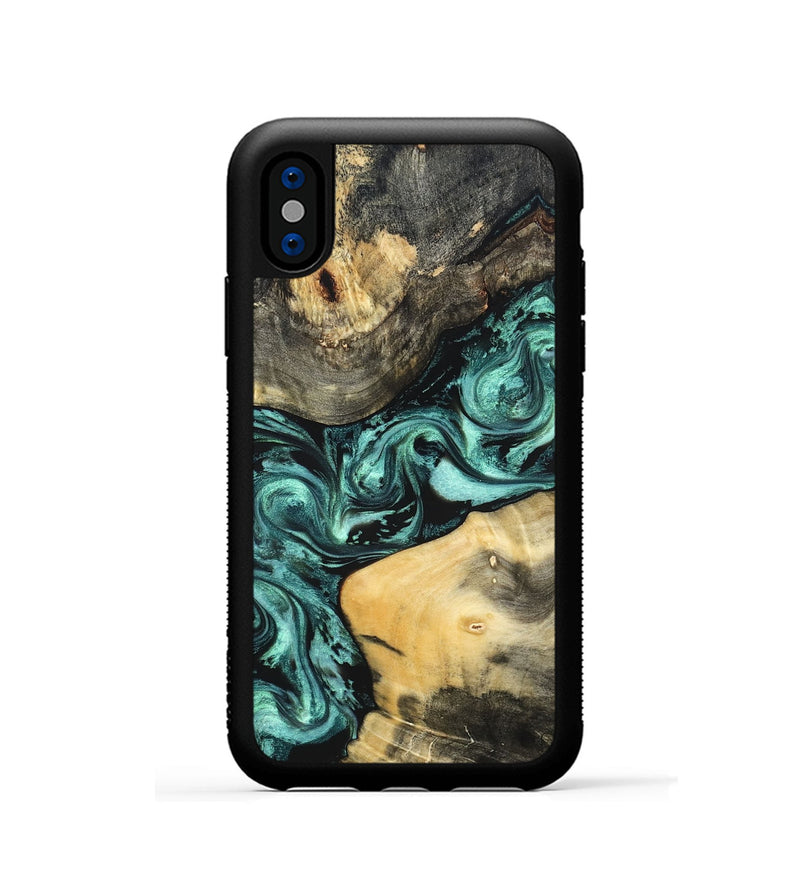 iPhone Xs Wood Phone Case - Audrey (Green, 822680)