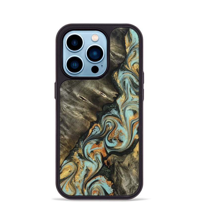 iPhone 14 Pro Wood Phone Case - Kirsten (Green, 822681)
