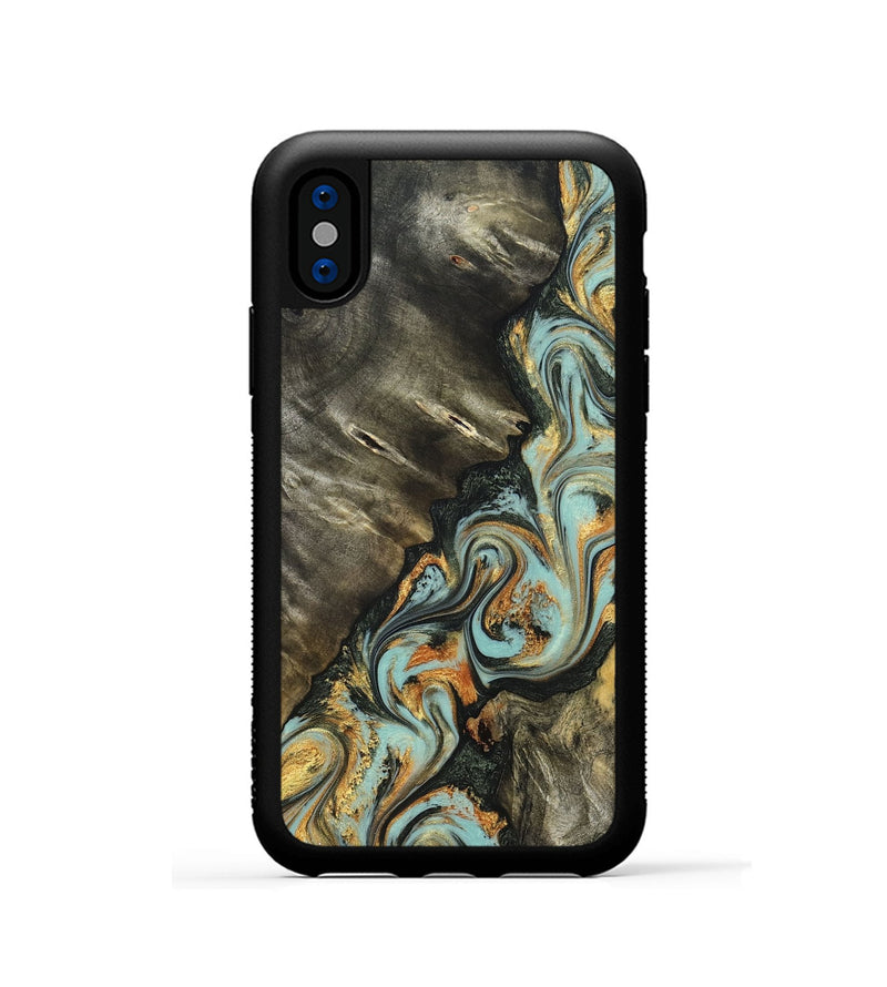 iPhone Xs Wood Phone Case - Kirsten (Green, 822681)
