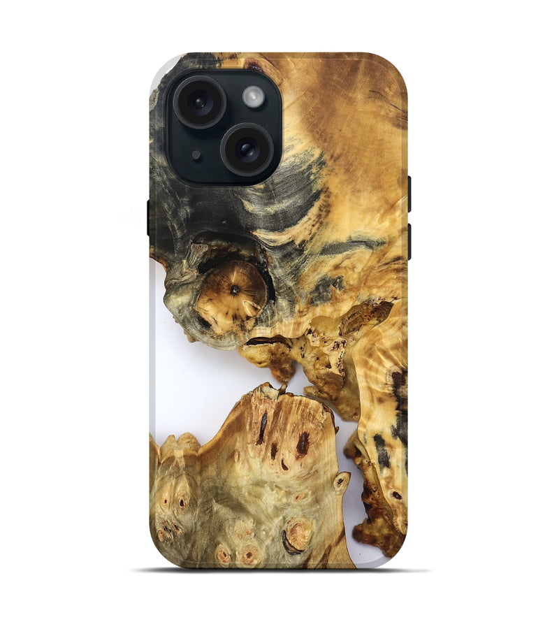 iPhone 15 Wood Live Edge Phone Case - Amanda (Clear, 822688)