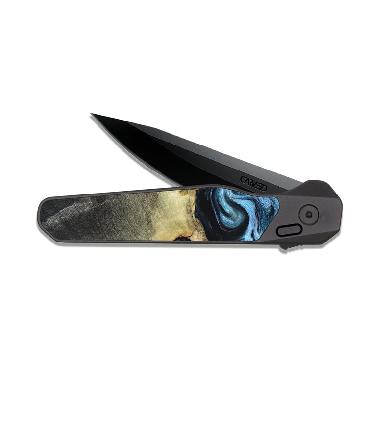 EDC Dark Slate Wood Pocket Knife - Jaclyn (Blue, 822693)