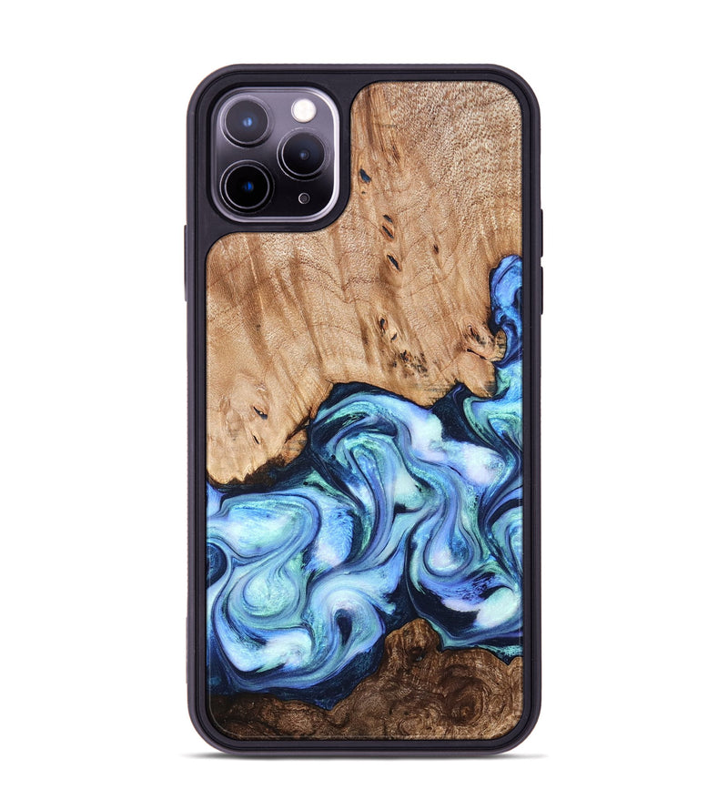 iPhone 11 Pro Max Wood Phone Case - Troy (Blue, 822695)