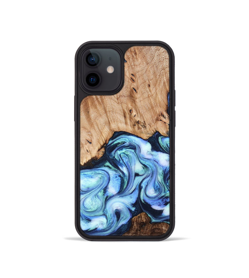 iPhone 12 mini Wood Phone Case - Troy (Blue, 822695)