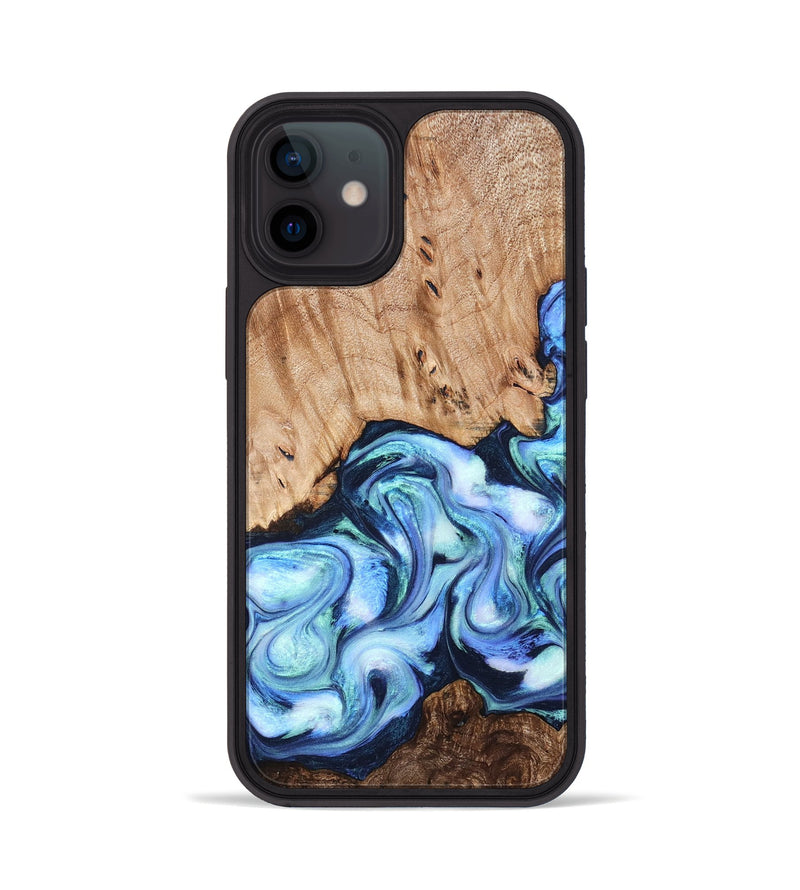 iPhone 12 Wood Phone Case - Troy (Blue, 822695)